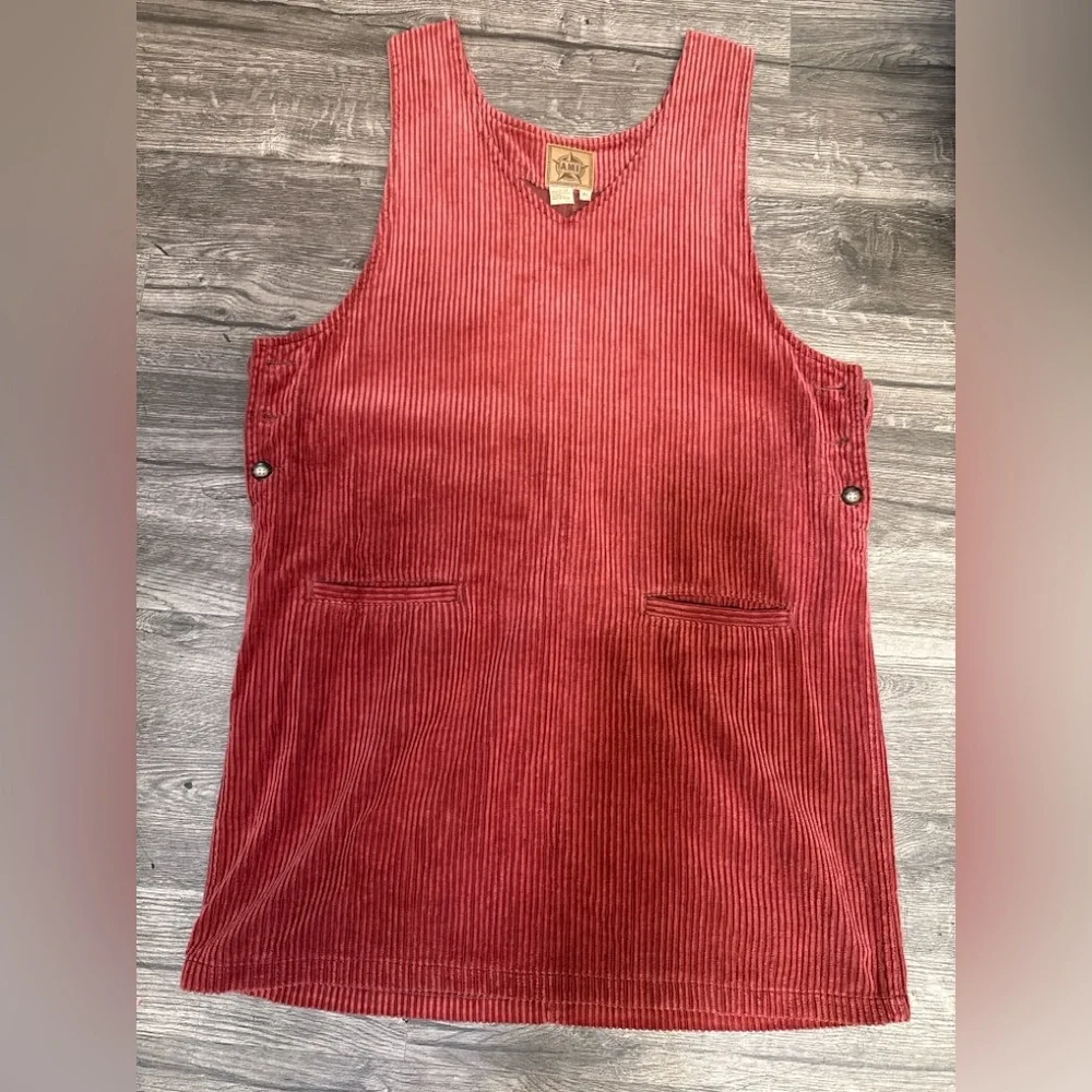 Ami Red Corduroy Pinafore Mini Dress - Picture 2 of 6